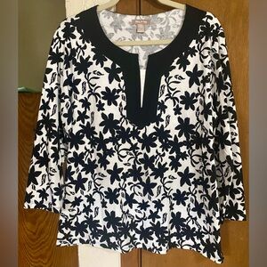 😊White Stag Black White 100% Cotton Top Size: XL 16/18 22” PTP